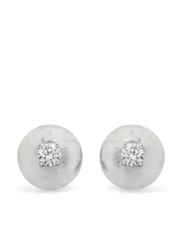 Серьги Orbit из белого золота с бриллиантами и лунным камнем Fernando Jorge, серебяный