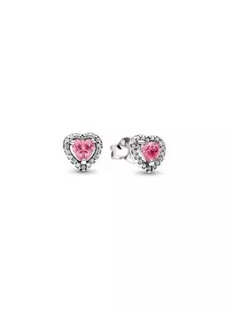 Серьги Pandora Elevated Pink Heart Stud Earrings, стерлинговое серебро