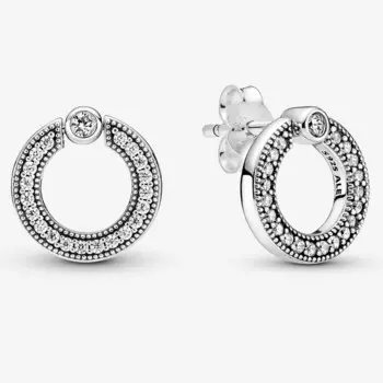 Серьги Pandora Pav & Logo Circle Reversible, серебро