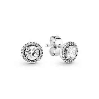 Серьги Pandora Round Sparkle Stud Earrings, стерлинговое серебро