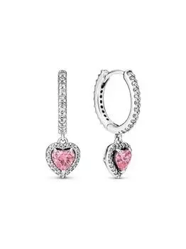 Серьги Pandora Sparkling Halo Heart Hoop Earrings, стерлинговое серебро