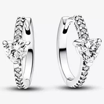 Серьги Pandora Sparkling Heart, серебро