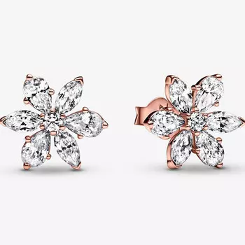 Серьги Pandora Sparkling Herbarium Cluster, розовое золото