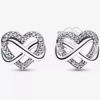 Серьги Pandora Sparkling Infinity Heart, серебро