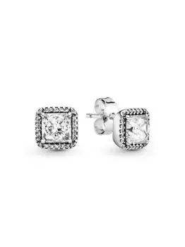 Серьги Pandora Square Sparkle Halo Stud Earrings, стерлинговое серебро