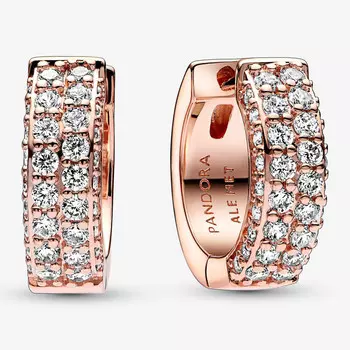 Серьги Pandora Timeless Pav Double-row, розовое золото