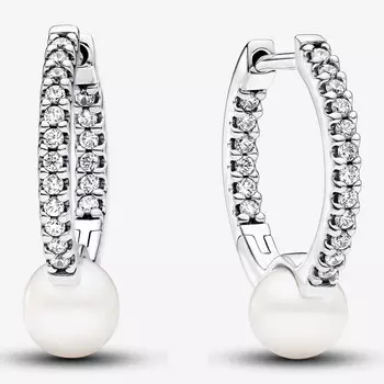 Серьги Pandora Treated Freshwater Cultured Pearl & Pav, серебро