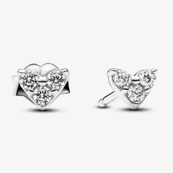 Серьги Pandora Triple Stone Heart, серебро