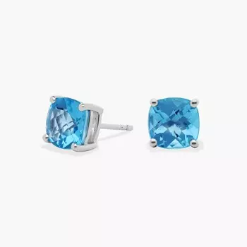 Серьги-подушки Swiss Blue Topaz из стерлингового серебра (8 мм) Blue Nile