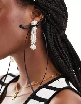 Серьги-подвески ASOS DESIGN с искусственным жемчугом и бантом