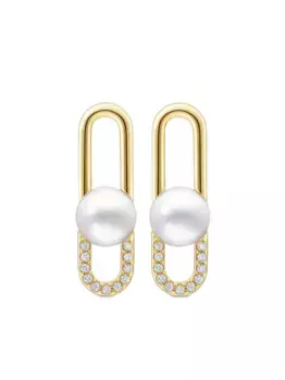 Серьги-подвески Collection Line Fine Link из желтого золота с жемчугом TASAKI, золотой