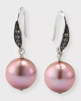 Серьги-подвески Edison Pink с пресноводным жемчугом и белыми сапфирами, серебро Margo Morrison, цвет Pink