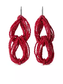 Серьги-подвески из бисера Brunello Cucinelli, красный