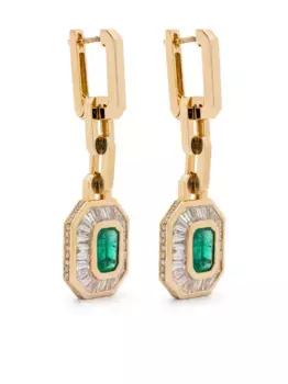 Серьги-подвески из желтого золота с бриллиантами и изумрудами SHAY, золотой