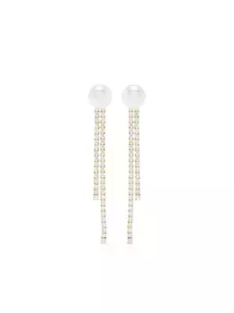 Серьги-подвески из желтого золота с бриллиантами и жемчугом Mizuki, золотой