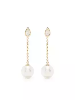 Серьги-подвески из желтого золота с бриллиантами и жемчугом Mizuki, золотой