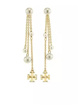 Серьги-подвески Kira с жемчугом Tory Burch, золотой