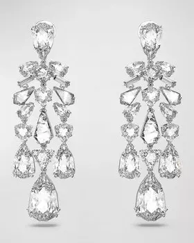 Серьги-подвески Mesmera с родиевым покрытием и кристаллами разной огранки SWAROVSKI, цвет Crystal