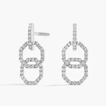 Серьги-подвески Octagon Links с бриллиантами Pav из 14-каратного белого золота (1/3 карата) Blue Nile