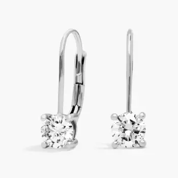 Серьги-подвески с четырьмя бриллиантами из 14-каратного белого золота (1 карат, два) Blue Nile