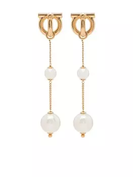 Серьги-подвески с декором Gancini Ferragamo, золотой