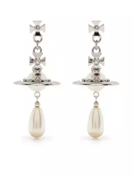 Серьги-подвески с декором Orb и кристаллами Vivienne Westwood, серебяный