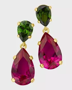 Серьги-подвески с двойной грушей и кубическим цирконием Kenneth Jay Lane, цвет Multi