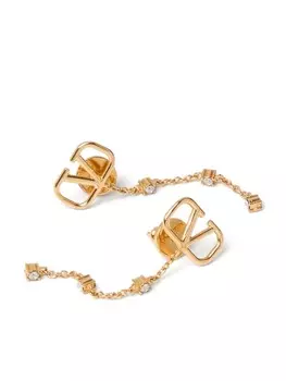 Серьги-подвески с кристаллами и логотипом VLogo Signature Valentino Garavani, золотой