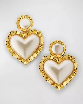 Серьги-подвески с оборками в форме сердца Lele Sadoughi, цвет Pearl