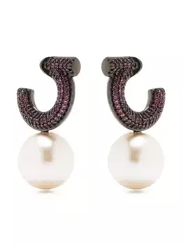 Серьги-подвески с жемчугом Ferragamo, серебяный