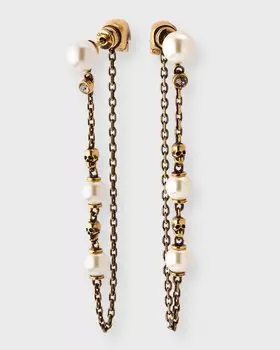 Серьги-подвески с жемчугом и черепом Alexander McQueen, цвет Caramel