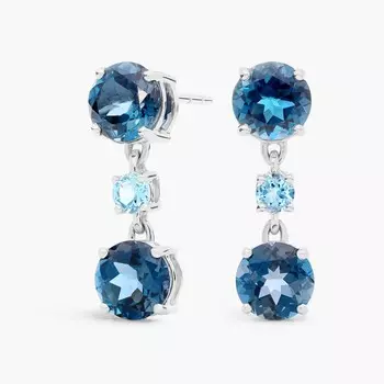 Серьги-подвески Swiss Blue Topaz и London Blue Topaz из 14-каратного белого золота Blue Nile