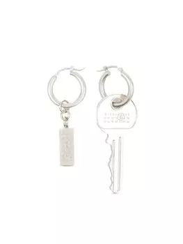 Серьги-подвески Tag and Key MM6 Maison Margiela, серебряный