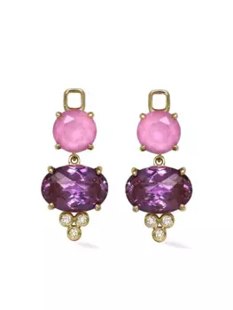 Серьги-подвески Veto из желтого золота с бриллиантами и сапфирами Lark & Berry, золотой