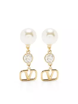 Серьги-подвески VLogo Signature с кристаллами Valentino Garavani, золотой