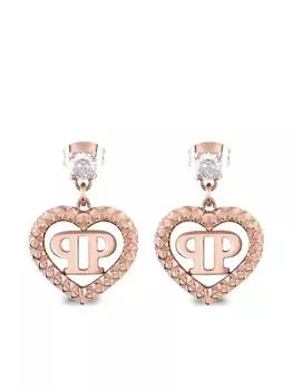Серьги-подвески в форме сердца Philipp Plein, розовый