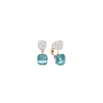 Серьги Pomellato Nudo из белого и розового золота с голубым топазом и бриллиантами