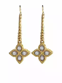 Серьги Princess Flower из желтого золота с бриллиантами Roberto Coin, золотой