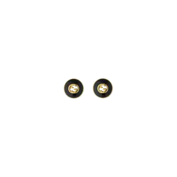 Серьги пусеты Gucci Interlocking из желтого золота с ониксом
