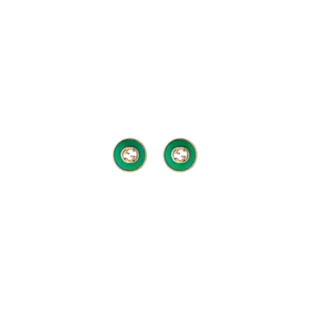 Серьги пусеты Gucci Interlocking из желтого золота и зеленого агата