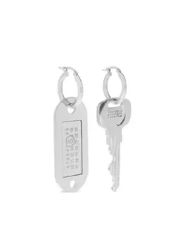 Серьги с биркой и ключом MM6 Maison Margiela, серебряный
