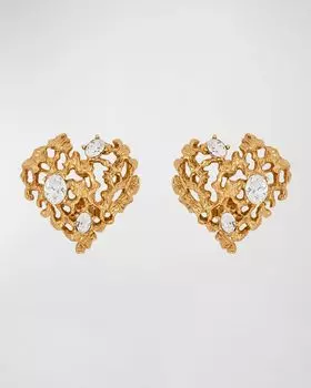 Серьги с коралловым сердечком Oscar de la Renta, цвет Crystal