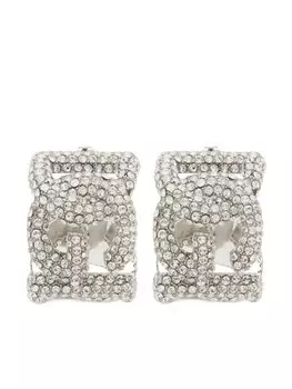 Серьги с кристаллами и логотипом Dolce & Gabbana, серебряный