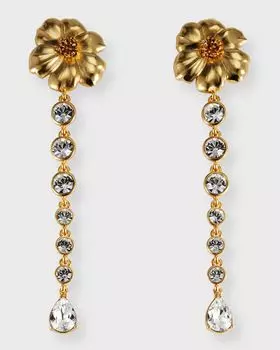 Серьги с кристаллами мака и шампанского Oscar de la Renta, цвет Gold