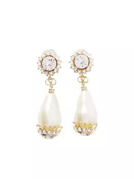 Серьги с логотипом VLogo Signature и кристаллами VALENTINO GARAVANI, белый