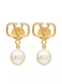 Серьги с логотипом VLogo Signature и жемчугом VALENTINO GARAVANI, золотой