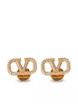 Серьги с логотипом VLogo Signature и кристаллами VALENTINO GARAVANI, золотой