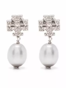 Серьги с перламутром Tory Burch, серебряный