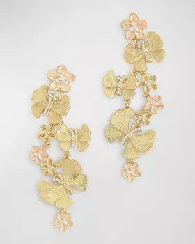 Серьги с подвесками в виде бабочки с цветами Anabel Aram Jewelry, цвет Gold