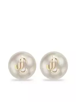 Серьги с тисненым логотипом JIMMY CHOO, белый